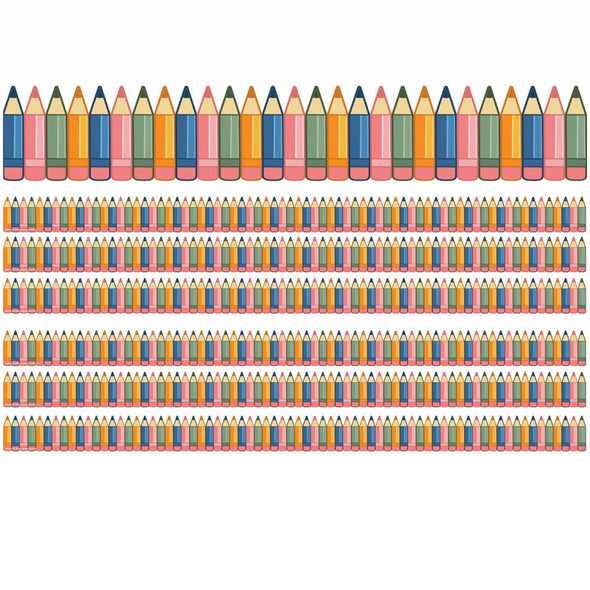 Diecut Pencils Deco Trim, 37 Feet Per Pack, 6 Packs