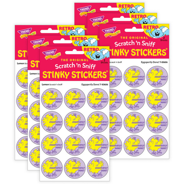 Eggspertly Done!/ Lemon Scent Stickers, 24 Per Pack, 6 Packs