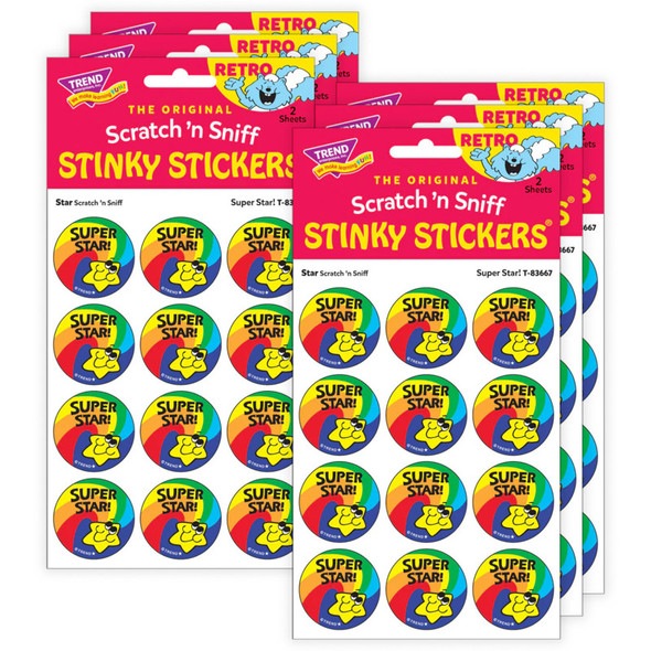 Super Star!/ Star Scent Stickers, 24 Per Pack, 6 Packs