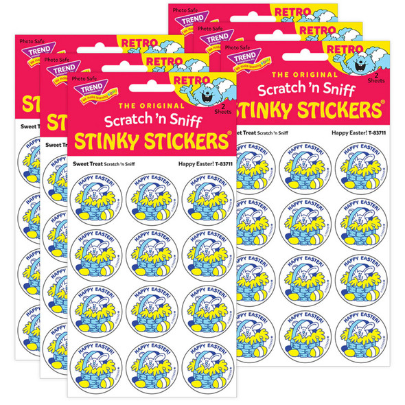Happy Easter!/Sweet Treat scent Retro Scratch 'n Sniff Stinky Stickers®, 24 Per Pack, 6 Packs