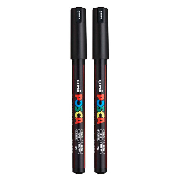 PC-1MR Paint Marker, Extra Fine Pin Tip (0.7 mm), Black, Pack of 2
