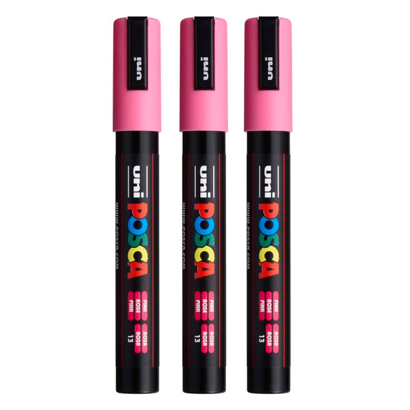 PC-5M Paint Markers, Medium Bullet Tip (1.8-2.5 mm), Pink, Pack of 3