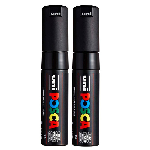 PC-7M Paint Markers, Broad Bullet Tip (4.5-5.5 mm), Black, Pack of 2