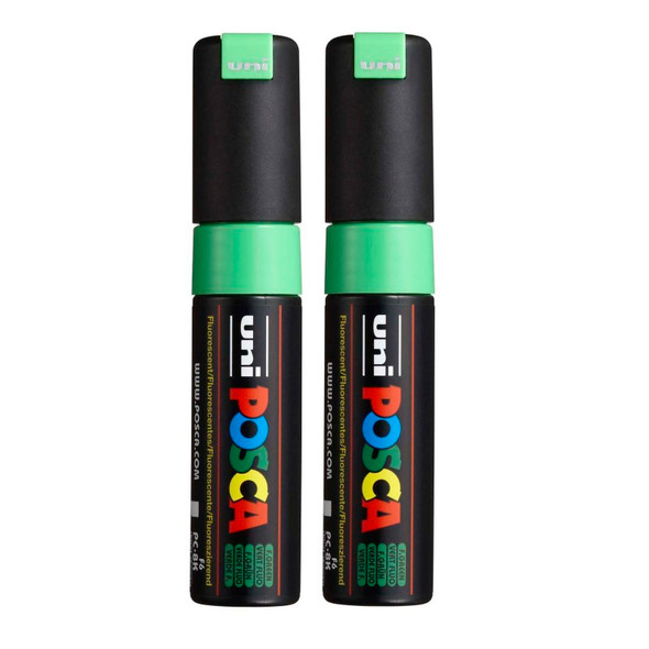 PC-8K Paint Markers, Broad Chisel Tip (8 mm), Fluorescent Green, Pack of 2