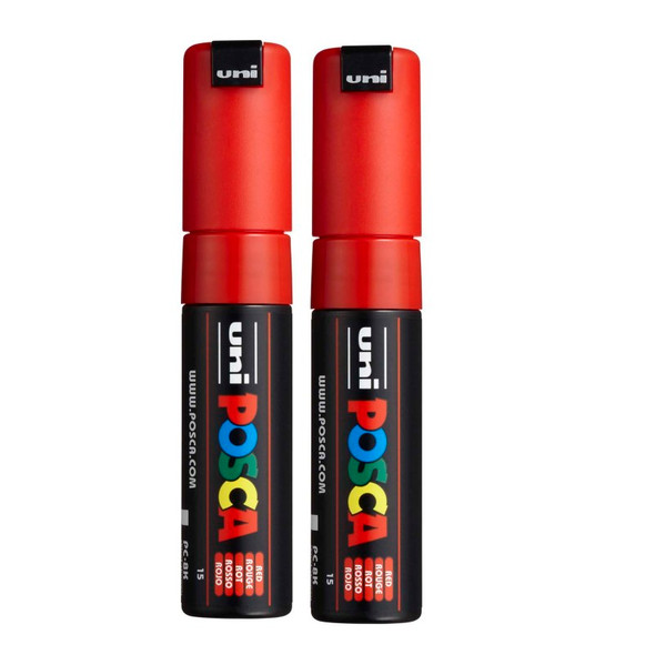 PC-8K Paint Markers, Broad Chisel Tip (8 mm), Red, Pack of 2