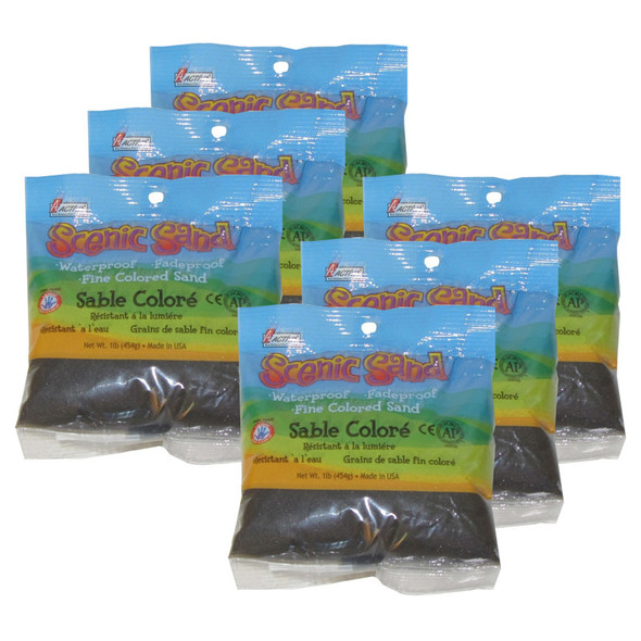 Scenic Sand™ Craft Colored Sand, Deep Black, 1lb (454g) Bag, Pack of 6