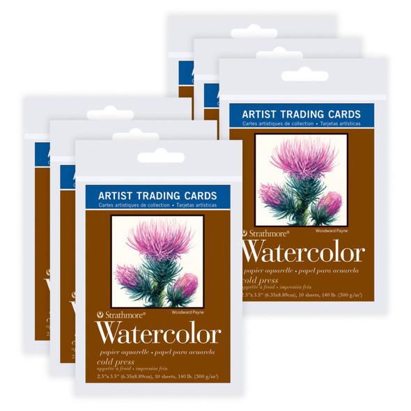 400 Series Artist Trading Cards Watercolor Paper Pack, 2.5x3.5 inch, 10 Sheets Per Pack, 6 Packs
