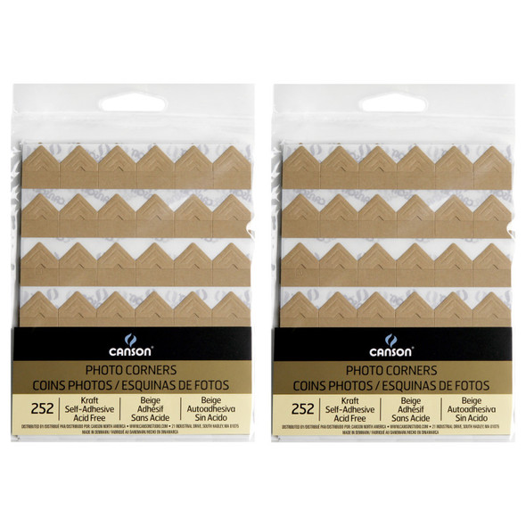 Canson Self-Adhesive Photo Corners, Kraft, 252 Per Pack, 2 Packs