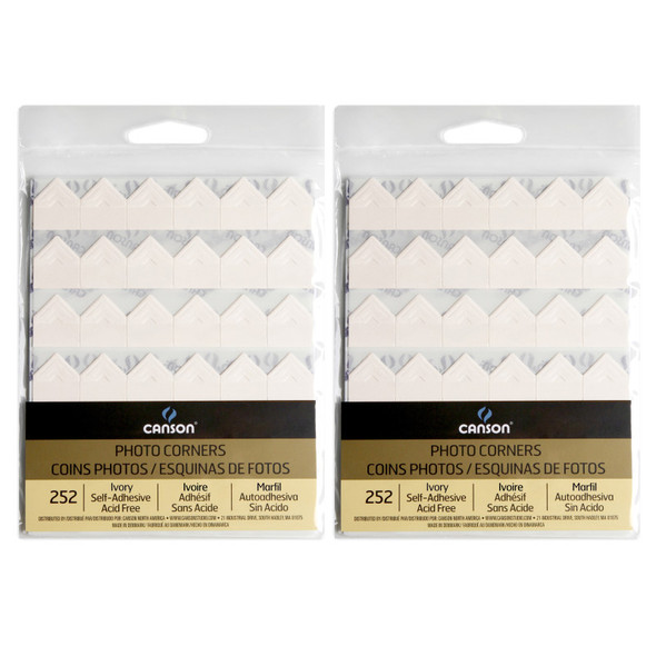 Canson Self-Adhesive Photo Corners, Ivory, 252 Per Pack, 2 Packs