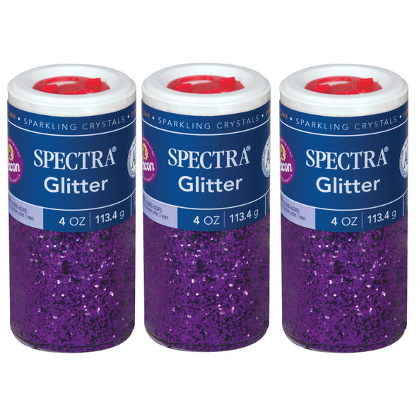 Arts & Crafts Glitter, Purple, 4 oz, 1 Jar, Pack of 3