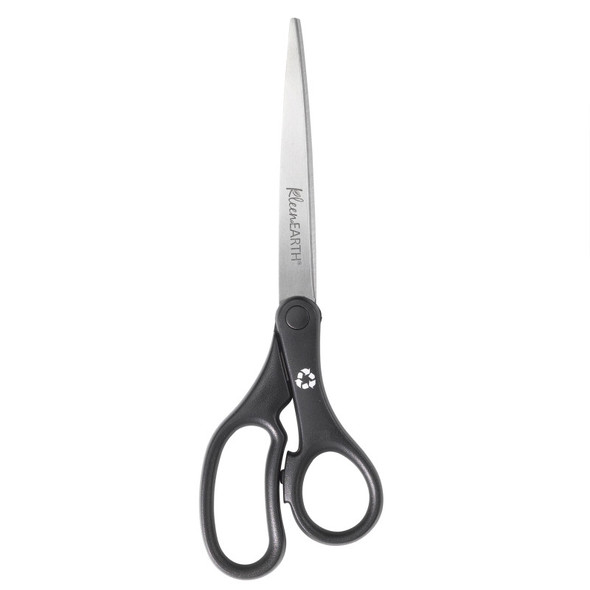 Kleenearth Basic Plastic Handle Scissors, 9 in Long, 4.25 in Cut Length, Straight Black Handle
