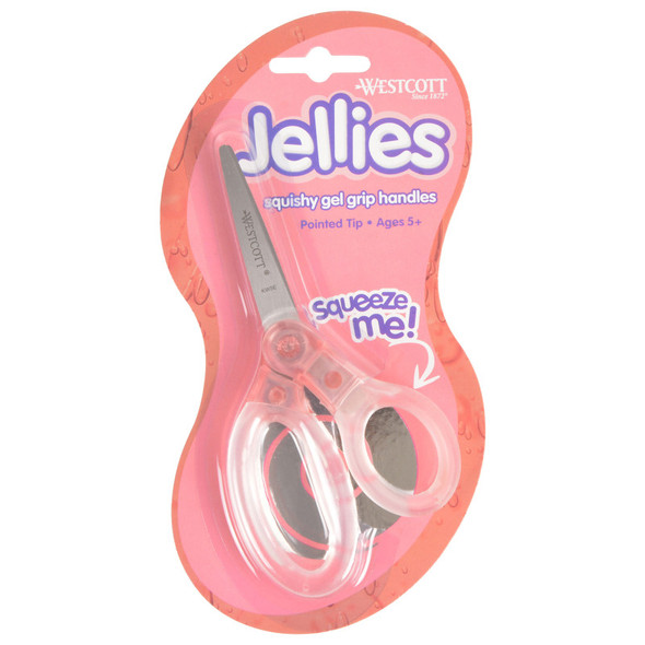 Kids Scissors, Squishy Gel Handle, Assorted Colors, 5 in, Pack of 12