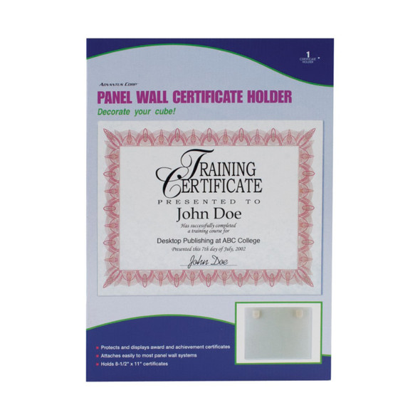 Fabric Panel Wall Mount Clear Certificate Holder, 8.5x11 in