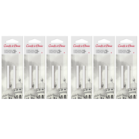 Carrés Esquisse Sketching Pastel Crayons, White 2B, 2 Per Pack, 6 Packs