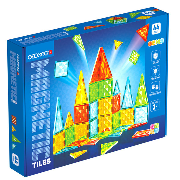 Gems Magnetic Tiles Construction Set, 44 Pieces