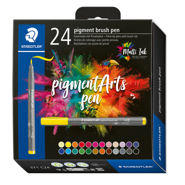 Pigment Arts Brush Pens, Assorted Colors, Set of 24