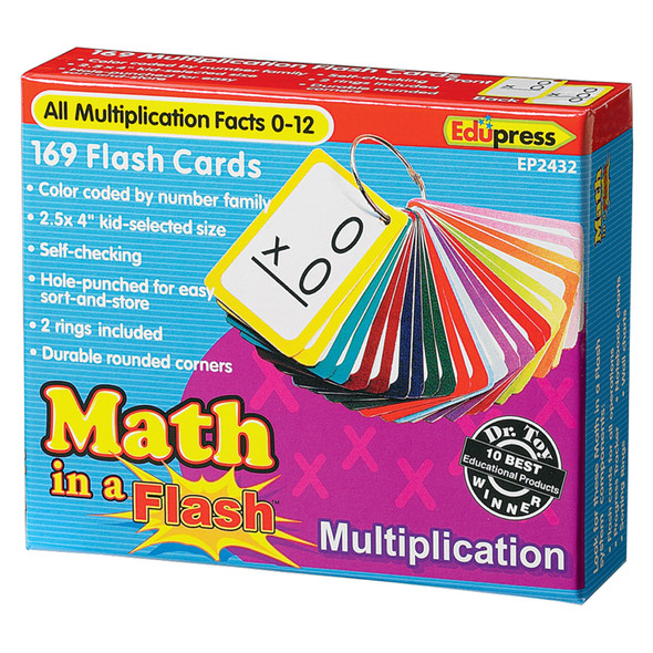 Math in a Flash Color-Coded Multiplication Flash Cards, 169 Cards