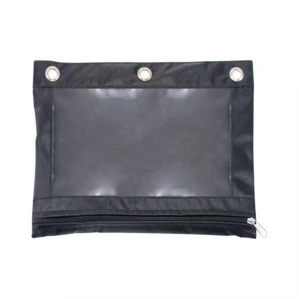 Binder Pencil Pouch, Black/Clear, 10x7.38 in, Pack of 3