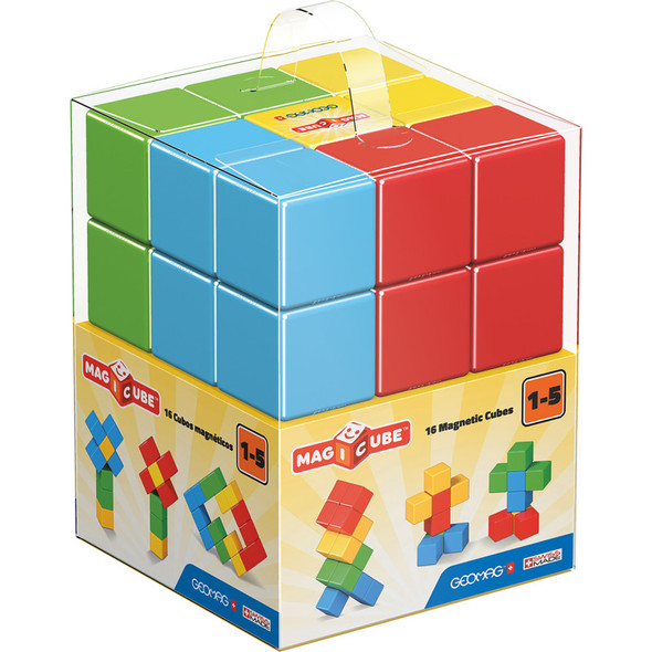 Magicube Crystal Recycled Transparent Magnetic Cubes for Kids, 16 Pieces