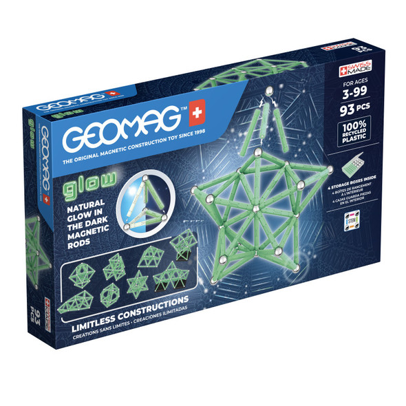 Glow in the Dark Magnetic Building Blocks Set, 93 Pieces