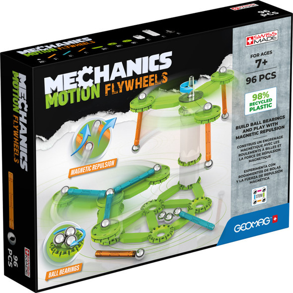 Mechanics Motion, Flywheels, Magnetic Building Set, 96 Pieces