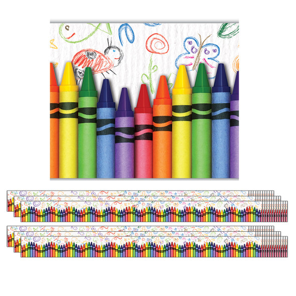 Crayons Layered Border, 6 pks