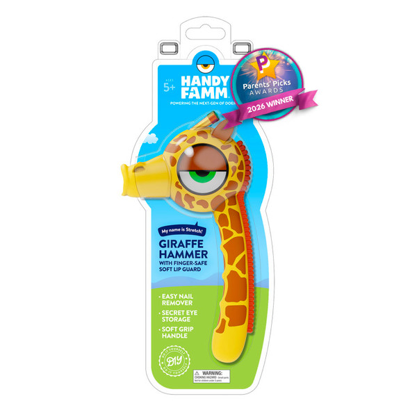 Stretch the Giraffe™ Yellow Kids Hammer – Real Metal Hammer for Kids, STEM Learning Tool for DIY Projects