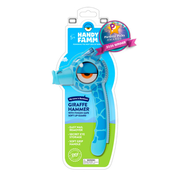 Bambam the Giraffe™ Blue Kids Hammer – Real Metal Hammer for Kids, STEM Learning Tool for DIY Projects