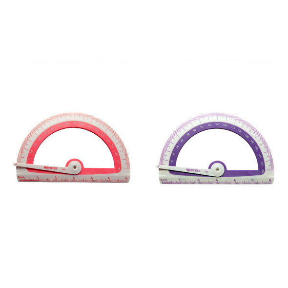 Soft Touch School Protractor With Antimicrobial Product Protection, Plastic, 6 in Ruler Edge, Assorted Colors, Set of 2