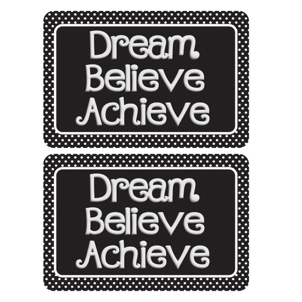 The Original Fun Mat® Computer Mouse Pad, 11.75x8 in, Dream, Believe, Achieve, Black with White Dots, Set of 2