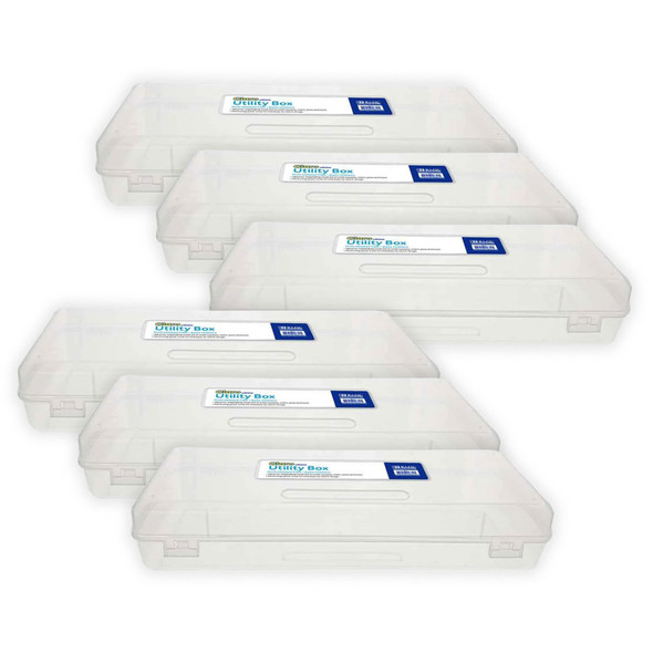 Multipurpose Ruler-Length Utility Box, Clear, Set of 6