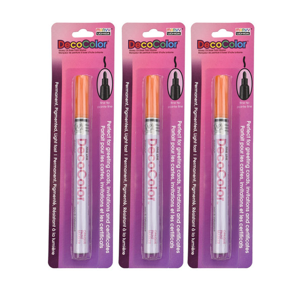 DecoColor® Paint Marker, Fine Tip, 200-S, Orange #7, Set of 3