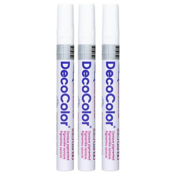 DecoColor® Paint Marker, Broad Tip, 300-S, White, Set of 3