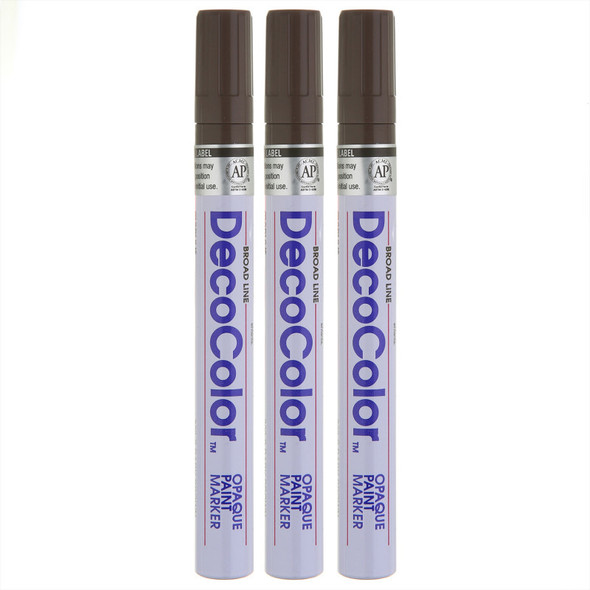 DecoColor® Paint Marker, Broad Tip, 300-S, Dark Brown #18, Set of 3