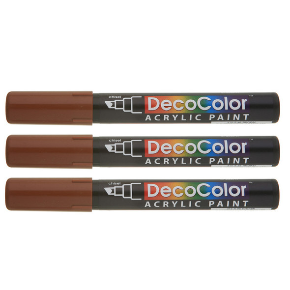 DecoColor® Acrylic Paint Marker, 315-S, Chisel Tip, Brown #6, Set of 3