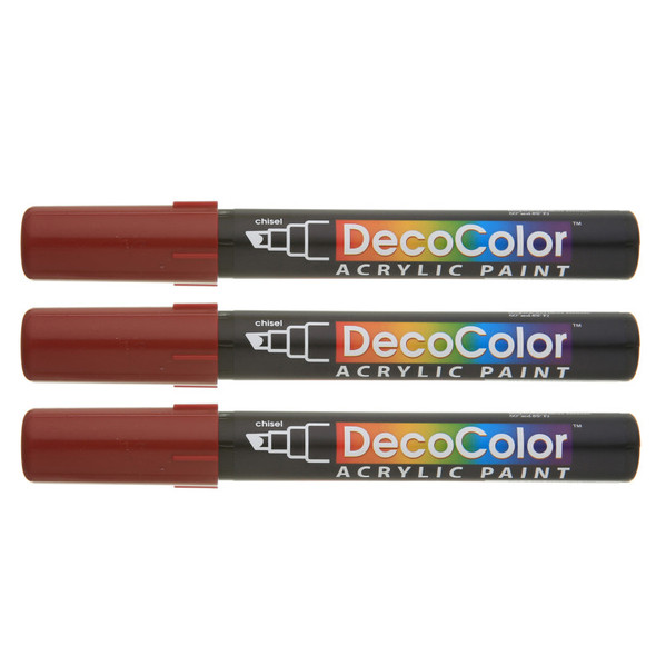 DecoColor® Acrylic Paint Marker, 315-S, Chisel Tip, English Red #28, Set of 3