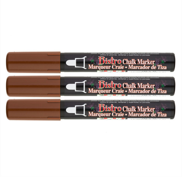 Bistro Chalk Marker Broad Tip, 480-S, Brown, Set of 3