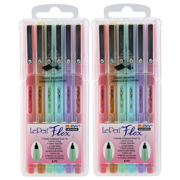 Pastel Liner Markers, Chisel Tip, 6 Per Set, 2 Sets