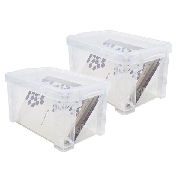 Clear Plastic Stacking Storage Box, 3X5 in, Set of 2