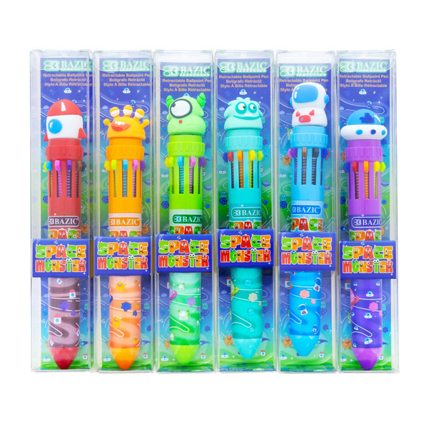 Space Monster Series 10-Color Pen, Assorted Designs, Set of 6