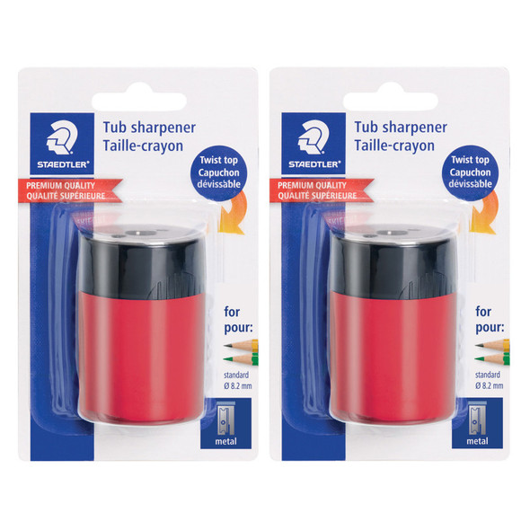 Personal Pencil Sharpener, Single-Size, Screw-top Lid, Set of 2
