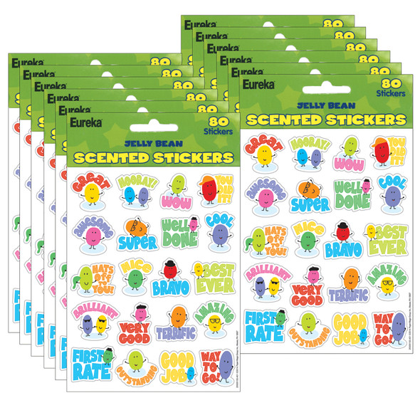 Jelly Beans Scented Stickers, 80 Per Pack, 12 Packs