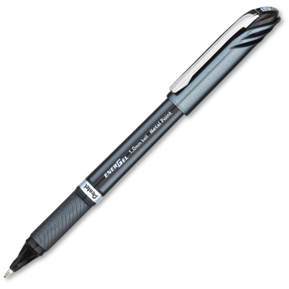 EnerGel NV Liquid Gel Pen, (1.0mm) Metal Tip, Bold Line Capped, Black Ink, 1DZ