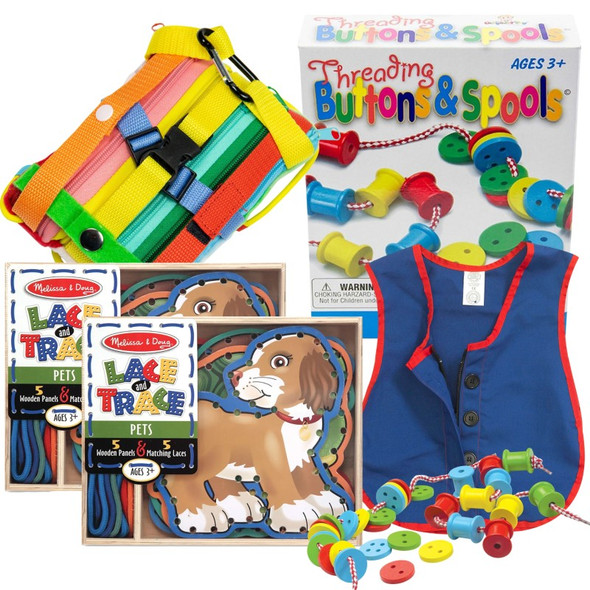 Fine Motor Skills & Dexterity Activity Kit for Seniors – Buttoning, Zipping, Lacing & Sensory Coordination Tools
