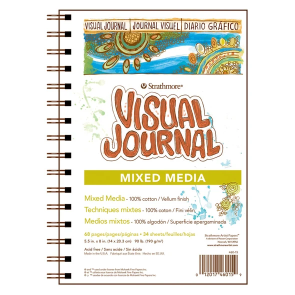 Visual Journals Mixed Media Paper Pad, Wire Binding, 34 Sheet, 5.5x8 in