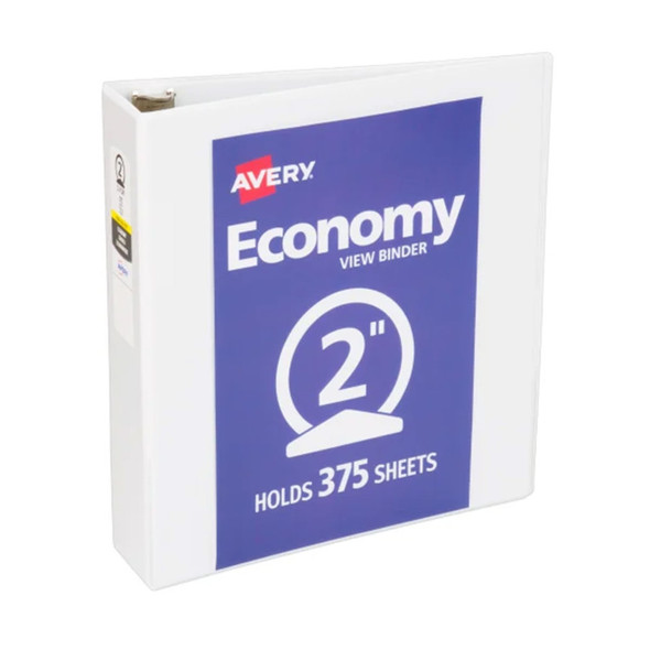 Economy View Binder, 2" Capacity, White