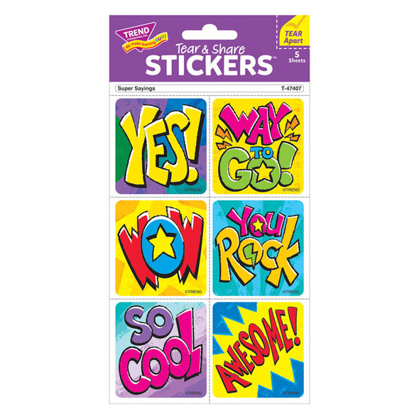 Super Sayings Tear & Share Stickers®, 30 Count
