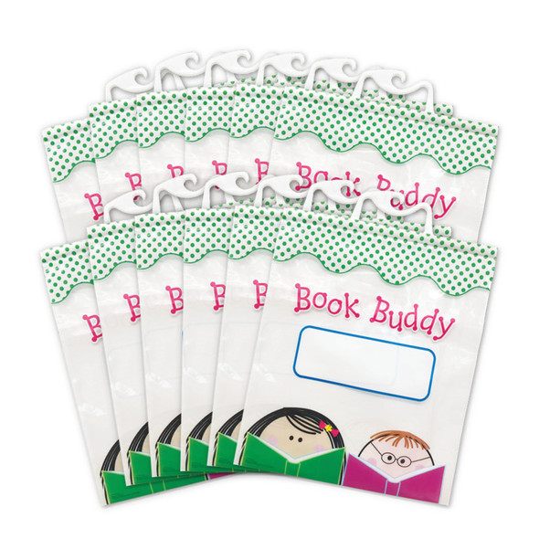 Book Buddy Bags, 10-1/2 in x 12-1/2 in, Reader Friends Design, Pack of 12