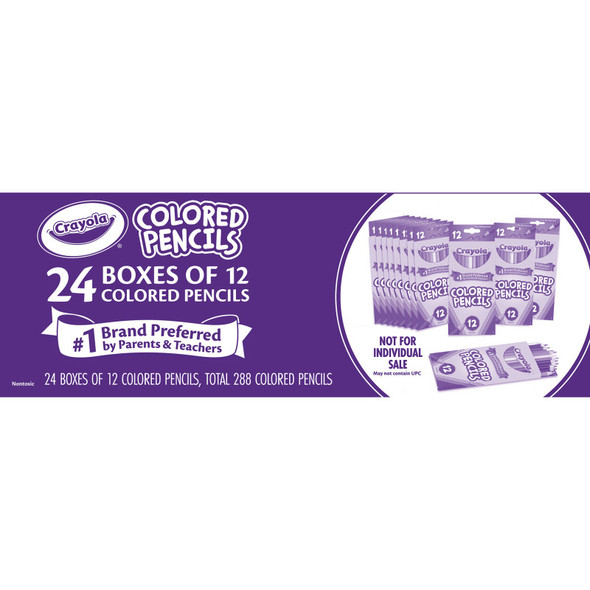 Colored Pencils, Assorted Colors, 12 Count Boxes, Pack of 24
