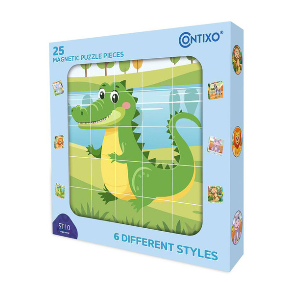 Magnetic Jungle Animal Puzzle Blocks, 25 Pieces, 6 Animal Designs